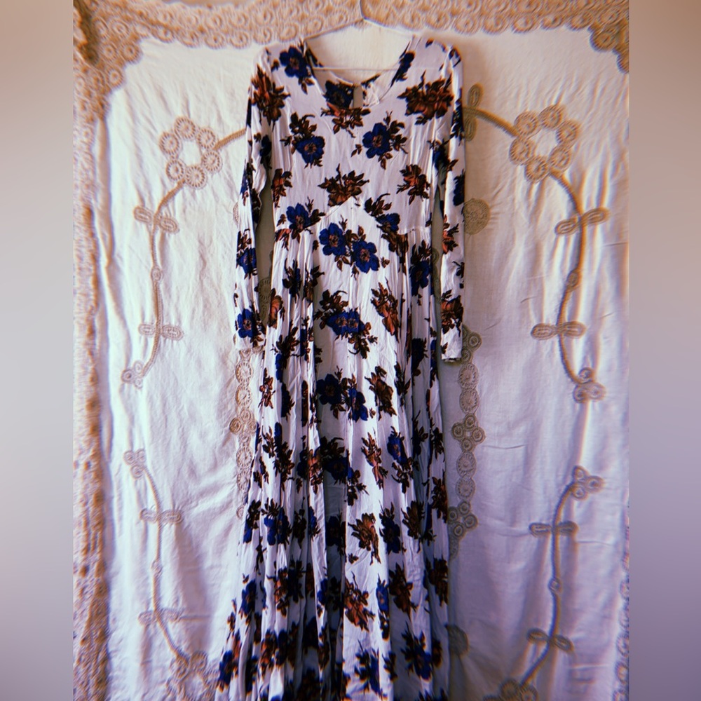 Free People Botanical Maxi Dress XS Button Back